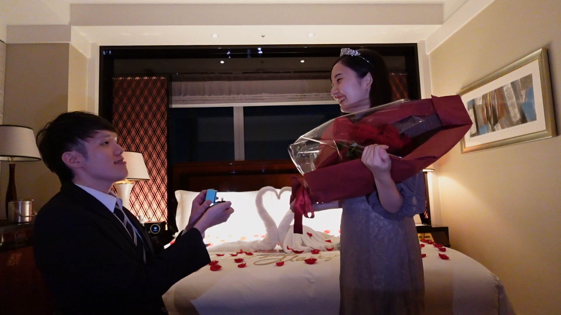 Yuting and Maaya engagement photo at The Ritz-Carlton Tokyo